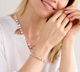 Kirks Folly Aurora Borealis Silvertone Square Riviere Bracelet, 7-1/2"